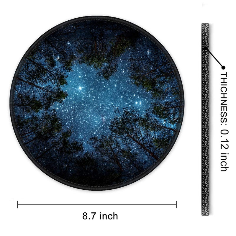 Auhoahsil Mouse Pad, Round Landscape Theme Anti-Slip Rubber Mousepad with Durable Stitched Edges for Gaming Office Laptop Computer Men Women Kids, Cute Custom Design, 8.7 x 8.7 in, Silent Night Sky - Image 5